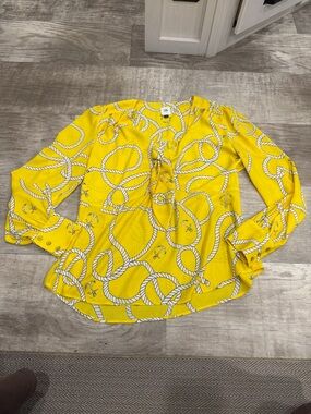 CAbi Yellow Rope Print Blouse